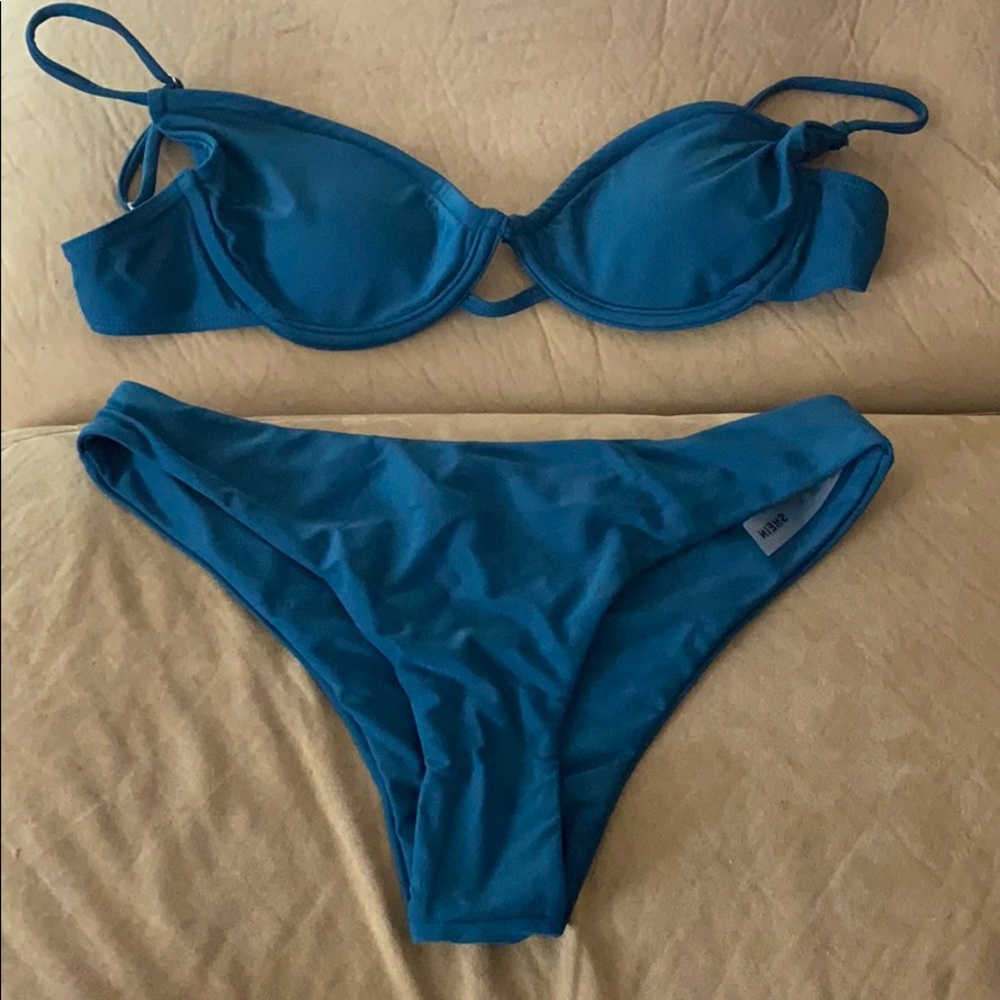 2 piece dark teal swim suit